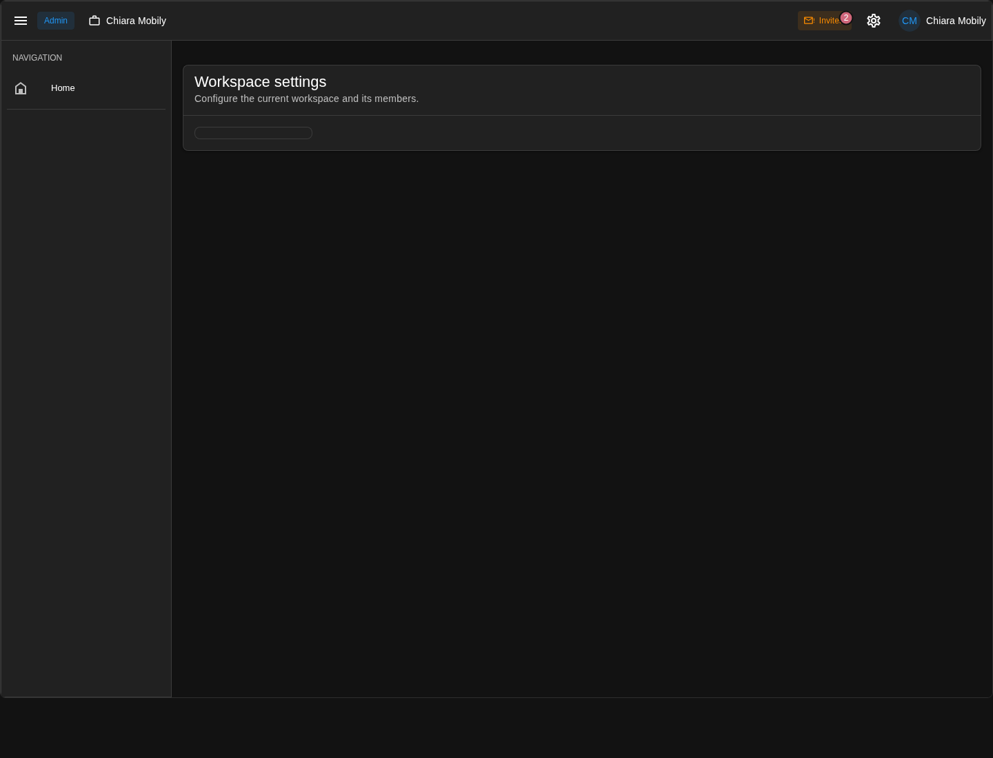 Example app workspace settings shell after the multi-homing chapter